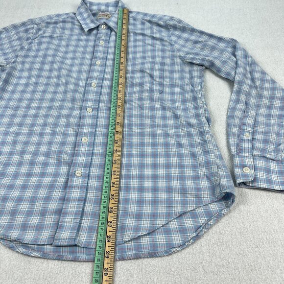 Faherty Ventura Shirt Mens M Long Sleeve Button-Up Blue Plaid Pocket Casual - Picture 7 of 8
